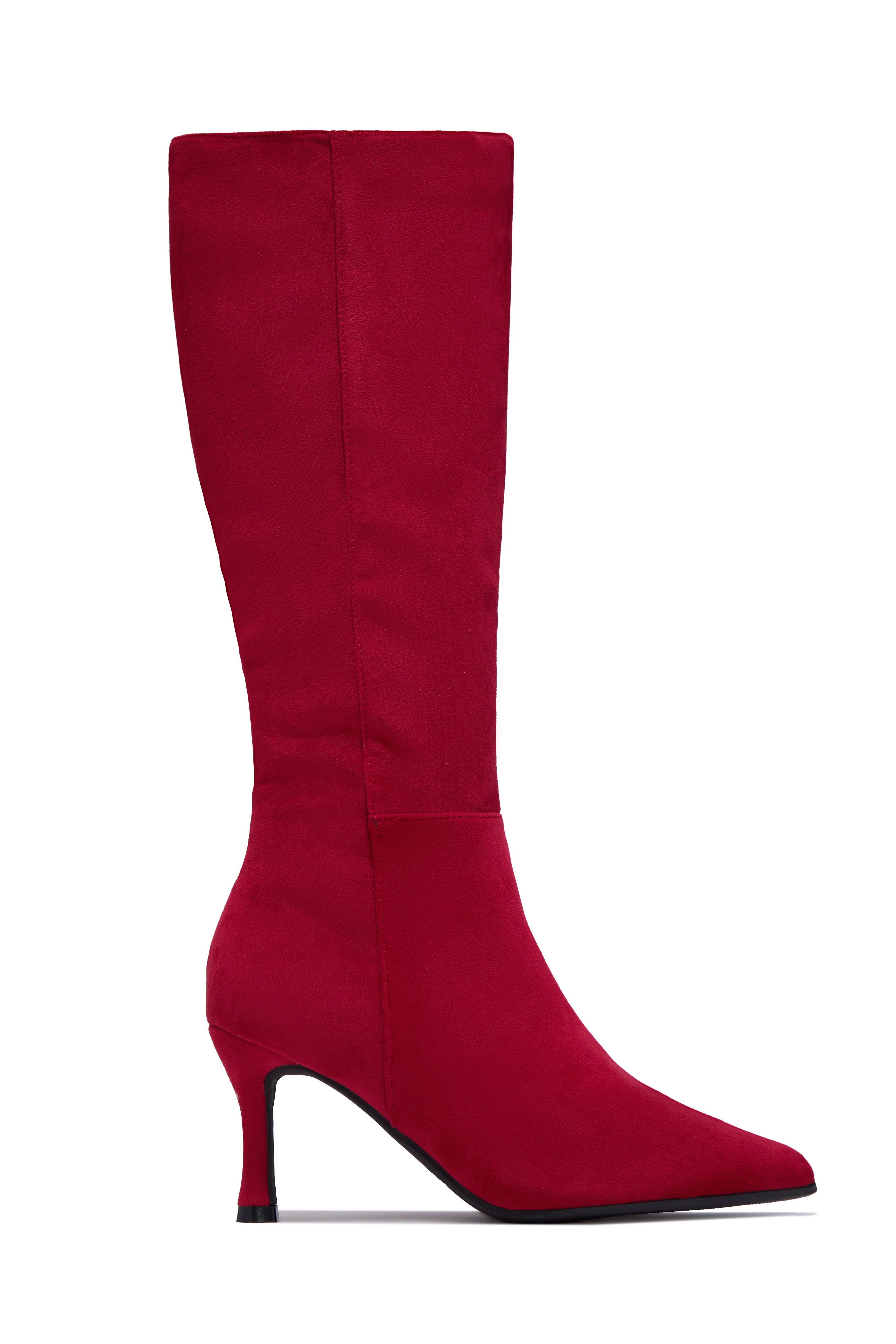 Zama Knee High Heel Boots - Red Suede - Image 5